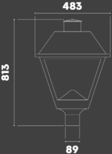 Luminario LED Solar All in one Farol Estilo Colonial medidas